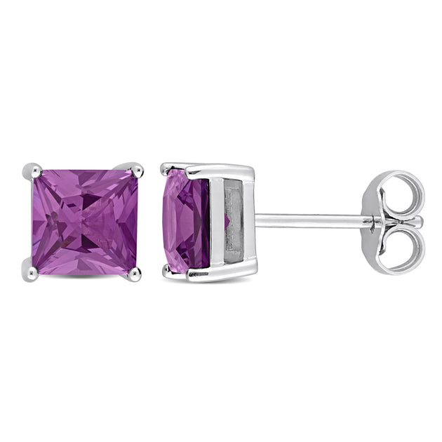 Mimi & Max Simulated Alexandrite Stud Earrings Silver Purple 2