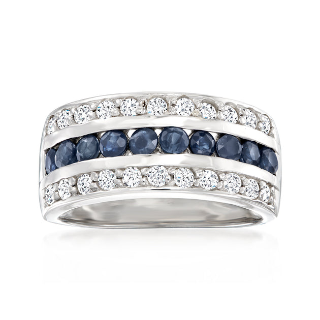 Ross-Simons Sapphire White Topaz Multi-Row Ring Silver US 8 2
