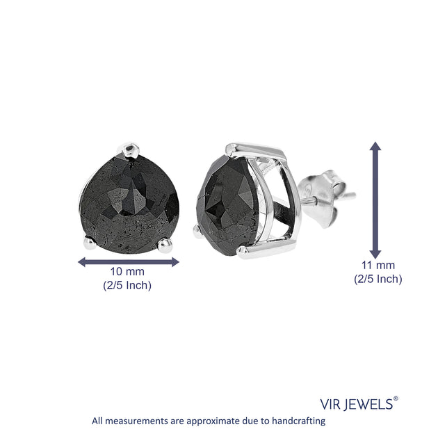 Vir Jewels Pear Shape Black Diamond Stud Earrings Black 3