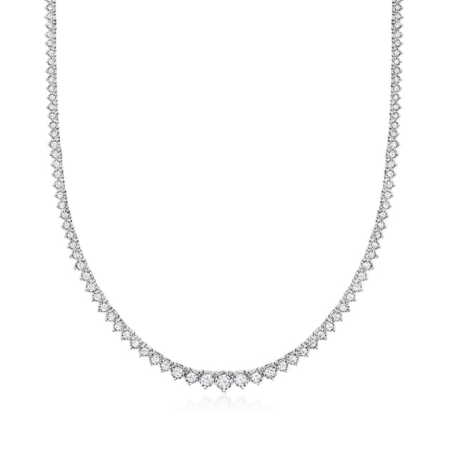 Ross-Simons Lab-Grown Diamond Graduated Tennis Necklace Silver 9