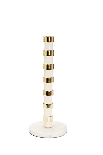 Classic Touch Decor Taper Candle Holder White and Gold 12in 3