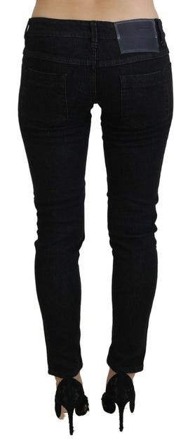 Acht Black Cotton Low Waist Skinny Denim Jeans