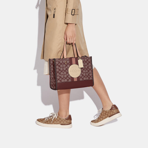 バッグ COACH Dempsey Carryall 2Way Bag White Coach - Dempsey Patch Leather Carryall Bag with Strap White