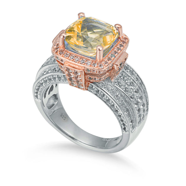 Suzy Levian Sterling Silver Cushion Orange Citrine Ring Orange US 8.5 2
