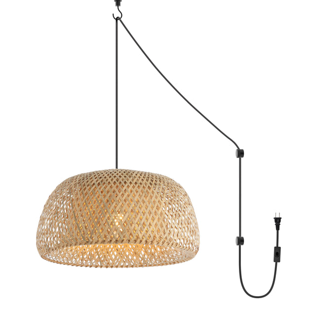 Jonathan Y Mateo 18in 1-Light Bamboo LED Pendant 3
