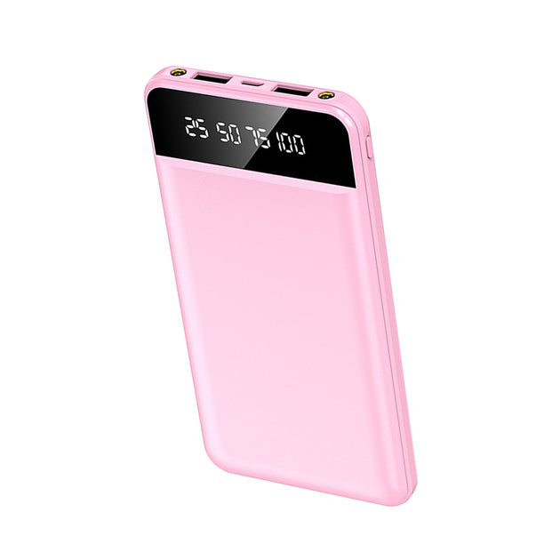 Global Bazaar Batterie externe fine 10K mAh avec 2 ports USB et lampe de poche LED blanche 2