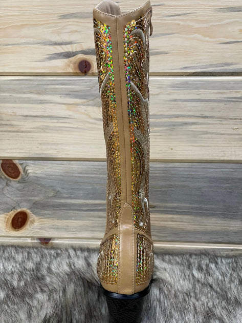 Helen's Heart Tall Sequin Boots Gold US 11 4