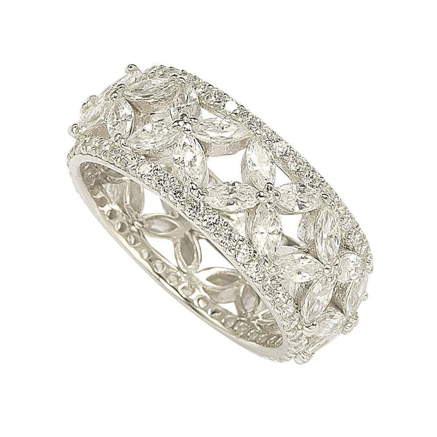 Suzy Levian Floral Eternity Band White US 5-6 4