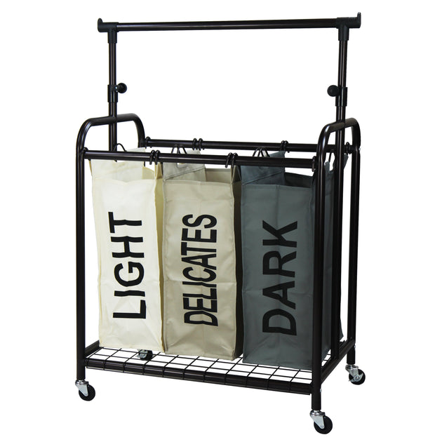 Oceanstar 3-Bag Rolling Laundry Sorter 2