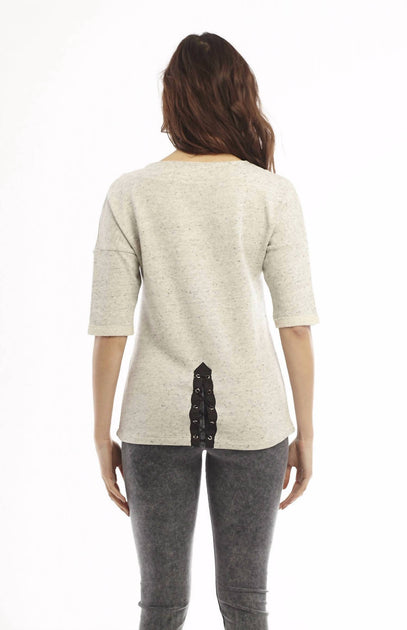 french kyss Brooke Side Tie Pullover Beige XLarge 4
