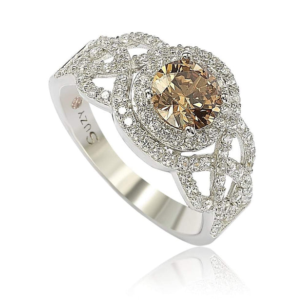Suzy Levian Crossover Bridal Ring Brown US 5.5 3