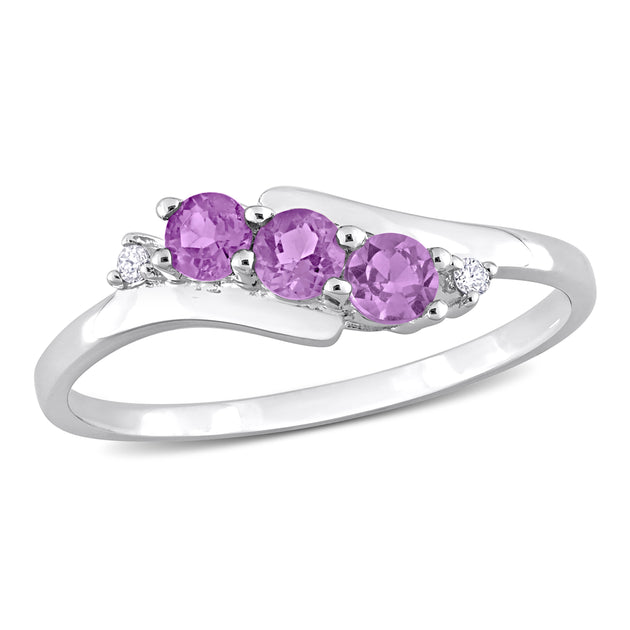 Mimi & Max Diamond and Amethyst 3-Stone Ring Purple US 10 2