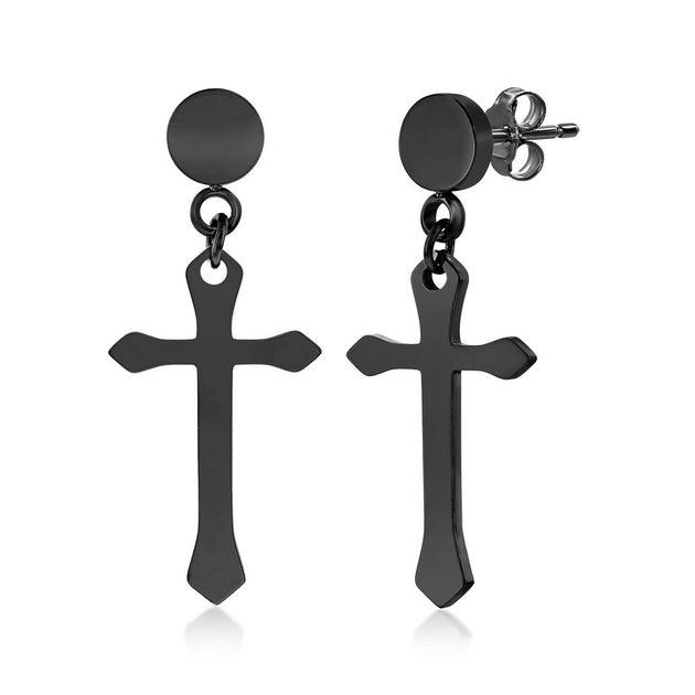 Blackjack Polished Cross Earrings Black 2