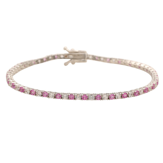 Suzy Levian Tennis Bracelet Pink Sterling Silver 2