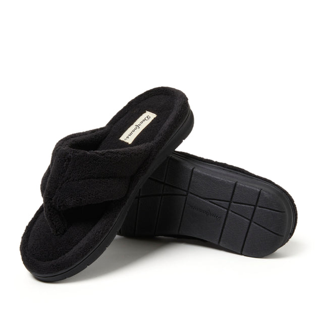 Dearfoams Wrenley Terry Thong Black Small 5