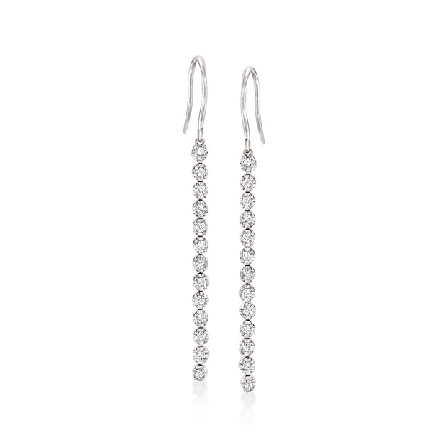 Ross-Simons Diamond Linear Drop Earrings Silver 3