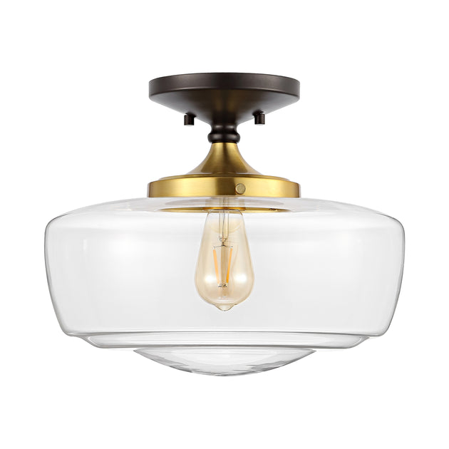 Jonathan Y Marfa 14 inch Glass Iron LED Flush Mount Bronze Gold 4