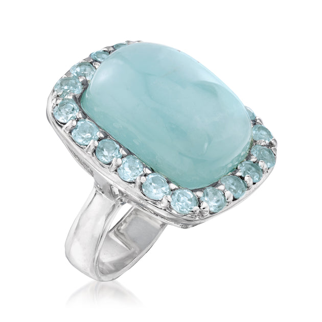 Ross-Simons Milky Aquamarine and Blue Topaz Ring Blue US 8 4