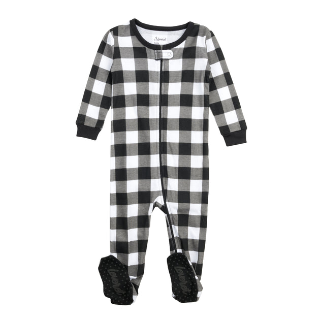 Leveret Kids Footed Cotton Pajamas Plaid Multi 3-6 Months 2