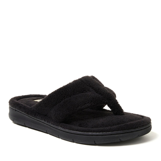 Dearfoams Wrenley Terry Thong Black Small 3