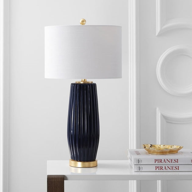 Jonathan Y Roman 28.5" LED Table Lamp Navy Blue 4