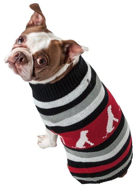 Pet Life Striped Ribbed Turtle Neck Dog Sweater Large 4