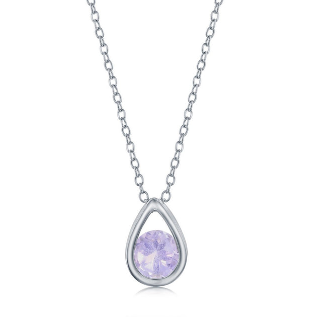 Simona Sterling Silver Pear-Shaped Necklace Pink Amethyst 2