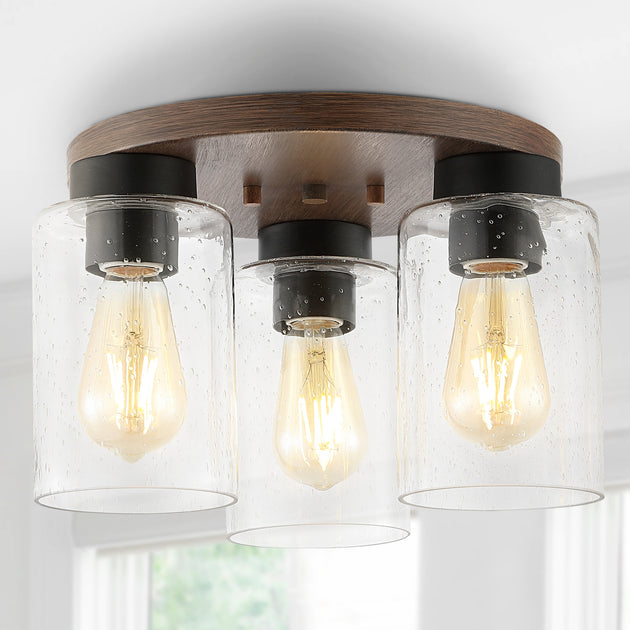 Jonathan Y Nola 3-Light Semi Flush Mount Brown 2