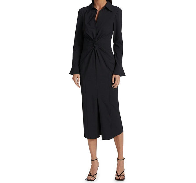 Cinq a Sept Mckenna Collared Midi Dress Black US 2 2