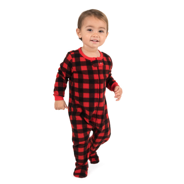Leverat Kids Footed Fleece Pajamas Plaid Multi 18-24 Months 4