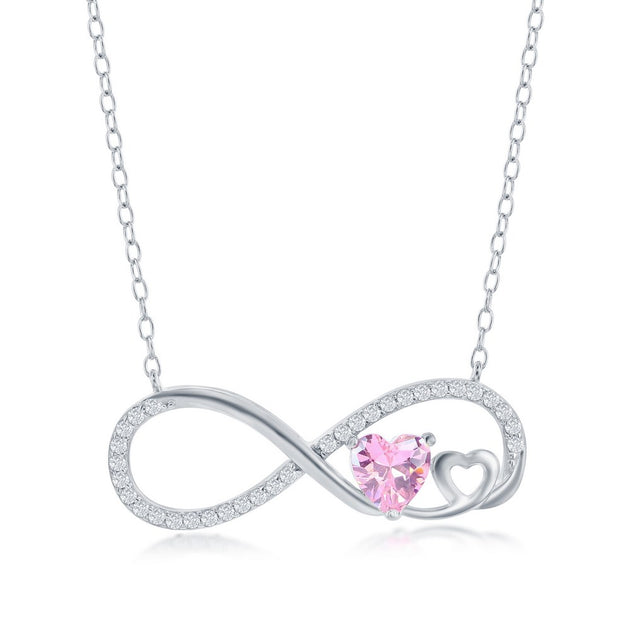 Simona Heart Infinity Necklace Silver 5