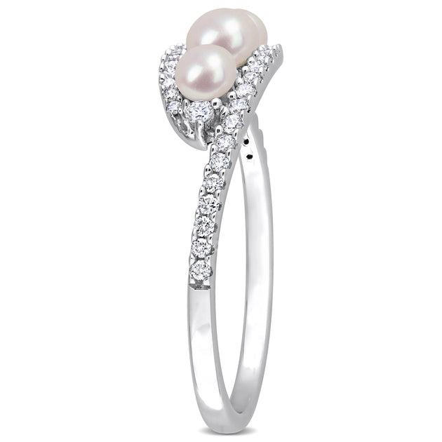 Mimi & Max Pearl Diamond Bypass Ring White US 6 4