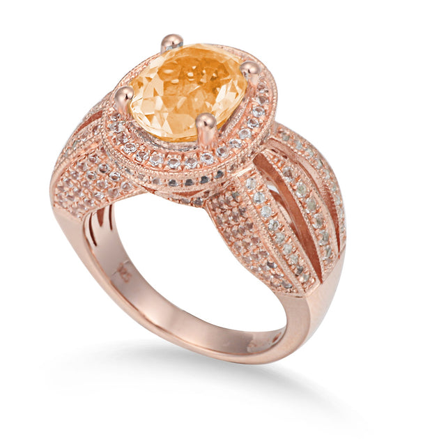 Suzy Levian Sterling Silver Citrine Ring Pink US 5 2