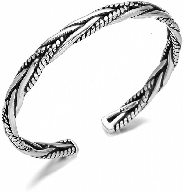 Stephen Oliver Silver Textured Cuff Bangle Silver 4