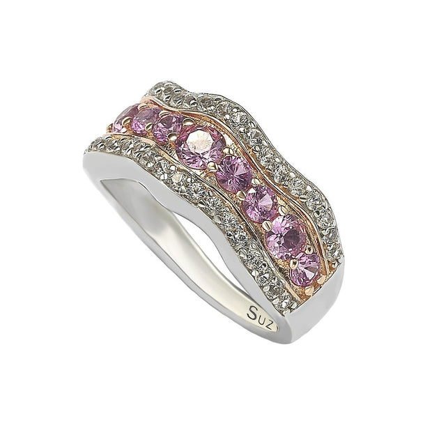 Suzy Levian Pink Sapphire Diamond Accent Ring Purple US 8 6