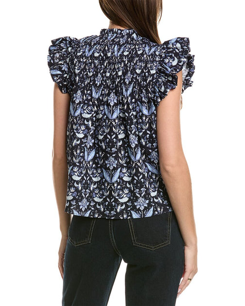 Sail to Sable Flutter Sleeve Top Blue XXS 3