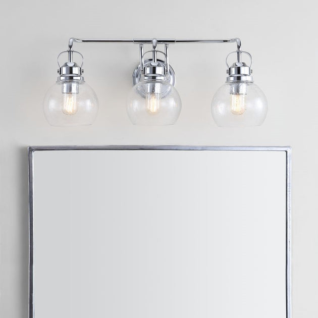 Jonathan Y Shirley 24" 3-Light Metal Glass Vanity Light Chrome 2