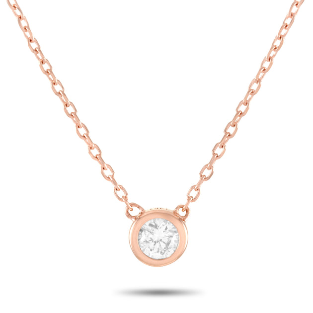 LB Exclusive 14K Rose Gold 0.10 ct Diamond Pendant Necklace Gold 4