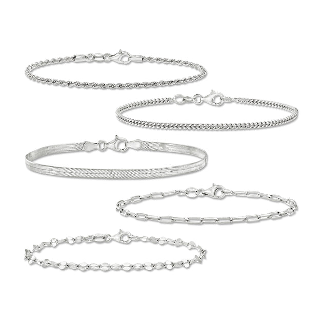 Ross-Simons Sterling Silver Chain Bracelet Set Silver 2