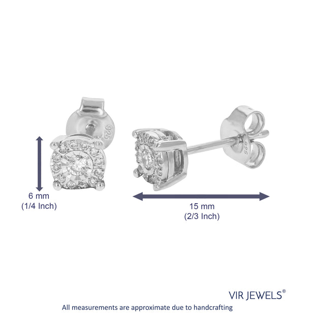 Vir Jewels Lab Grown Diamond Stud Earrings Silver 3
