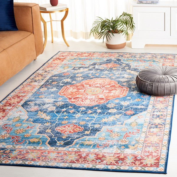 SAFAVIEH Tucson TSN119M Power Loomed Rug Blue/Rust 2