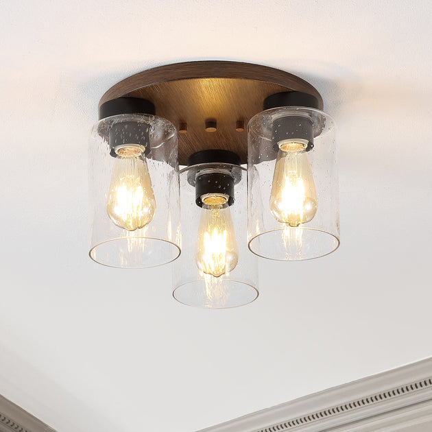 Jonathan Y Nola 3-Light Semi Flush Mount Brown 4