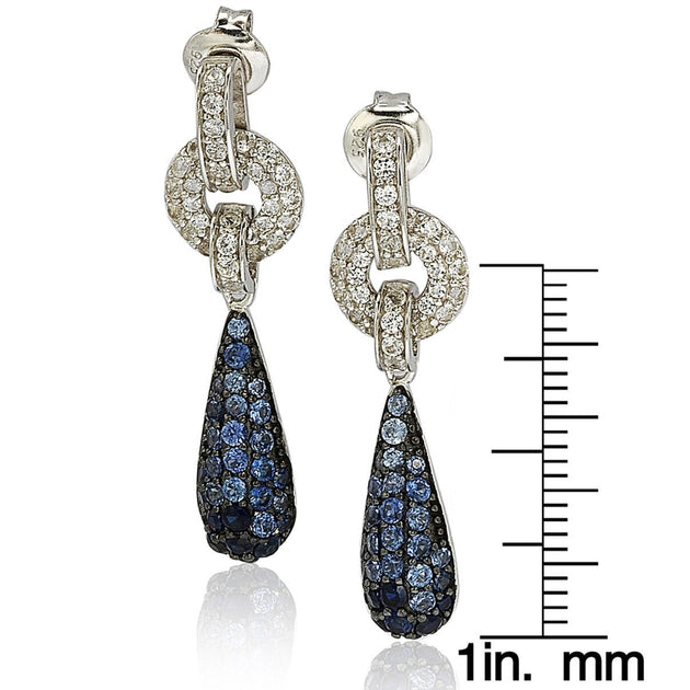 Suzy Levian Sterling Silver Sapphire Diamond Accent Tear Drop Dangle Earrings Blue 4