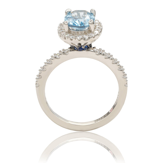 Suzy Levian Bague Halo Bleu US 8 3