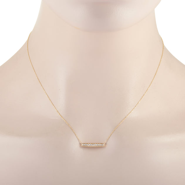 LB Exclusive 0.25ct Diamond Bar Necklace Yellow Gold 5