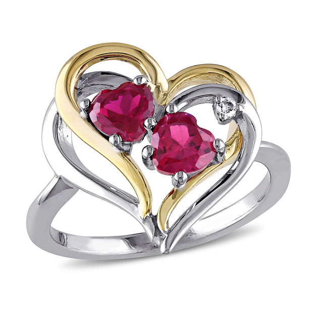 Mimi & Max Double Heart Ring Red US 10 2