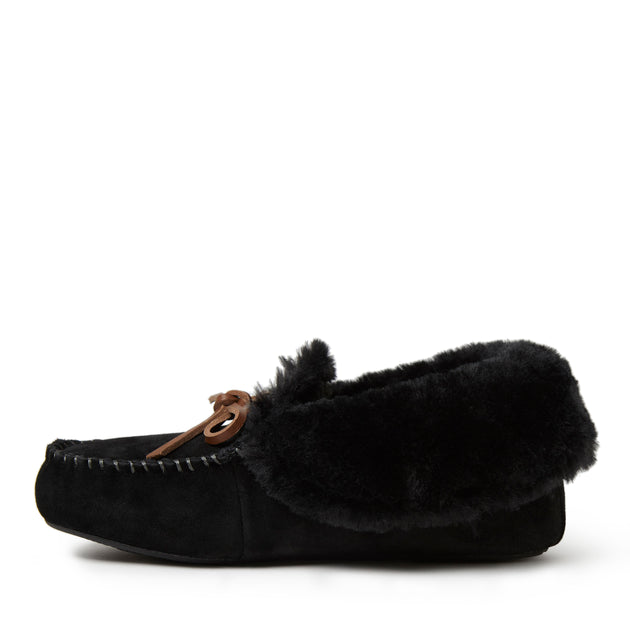 Dearfoams Foldover Moc Suede Slipper Beige US 7 4