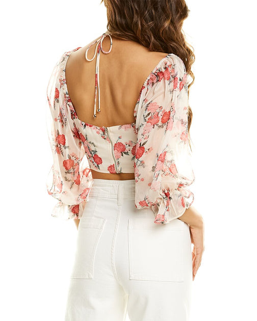 Botanik Studio Cropped Top Red Floral Medium 3