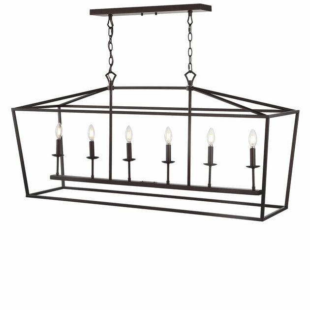 Jonathan Y Pagoda 49 inch Linear 6-Bulb Lantern Metal LED Pendant 3