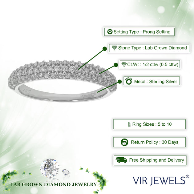Vir Jewels Lab Grown Diamond Engagement Ring Silver US 7 5